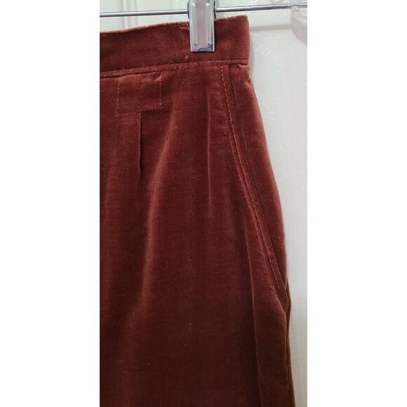 Vtg 70s Bronson of California Midi Skirt Rust Red Velvet Cottagecore Folk Sz 5/6 - Picture 3 of 12